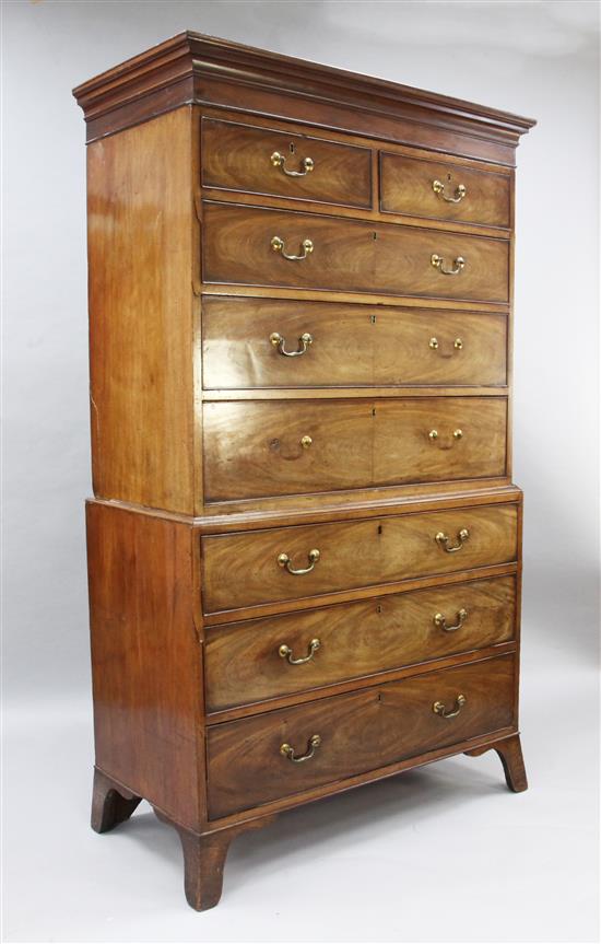 A George III mahogany chest on chest, W.3ft 8in.